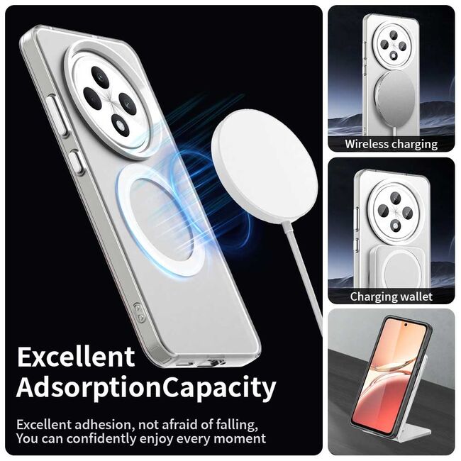 Husa premium pentru  Oppo Reno 12F, 12FS VivaShell Fusion compatibila MagSafe, Anti-Shock - Protectie Avansata Display & Camera - Design Slim și Elegant - Alb