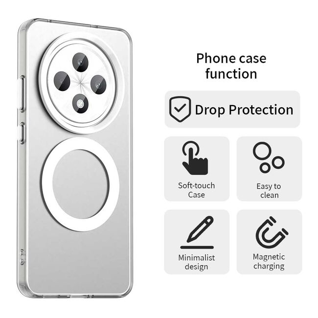 Husa premium pentru  Oppo Reno 12F, 12FS VivaShell Fusion compatibila MagSafe, Anti-Shock - Protectie Avansata Display & Camera - Design Slim și Elegant - Alb