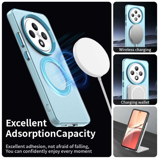 Husa premium pentru  Oppo Reno 12F, 12FS VivaShell Fusion compatibila MagSafe, Anti-Shock - Protectie Avansata Display & Camera - Design Slim și Elegant - Albastru