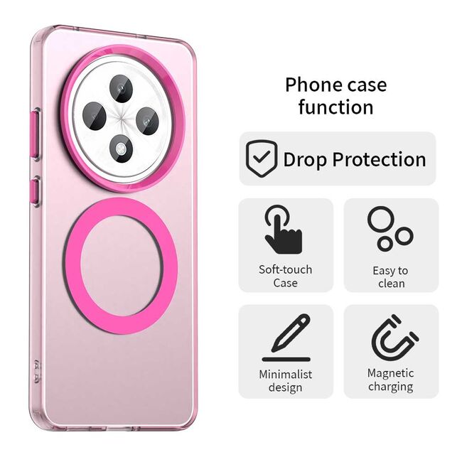 Husa premium pentru  Oppo Reno 12F, 12FS VivaShell Fusion compatibila MagSafe, Anti-Shock - Protectie Avansata Display & Camera - Design Slim și Elegant - Roz