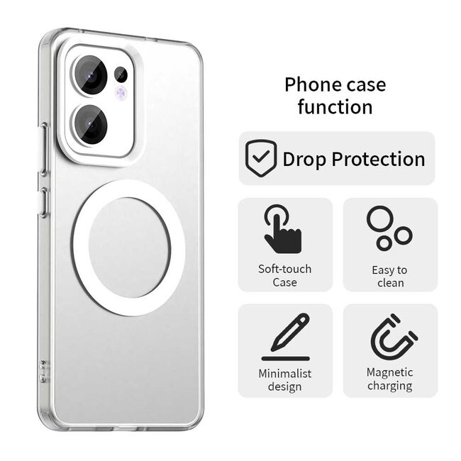Husa premium pentru  Oppo Reno 13F, 13FS 4G, 5G VivaShell Fusion compatibila MagSafe, Anti-Shock - Protectie Avansata Display & Camera - Design Slim și Elegant - Alb