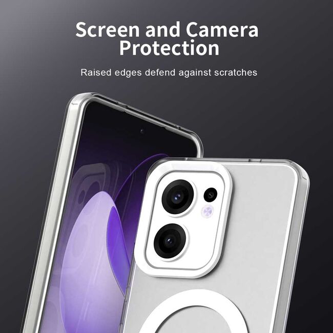 Husa premium pentru  Oppo Reno 13F, 13FS 4G, 5G VivaShell Fusion compatibila MagSafe, Anti-Shock - Protectie Avansata Display & Camera - Design Slim și Elegant - Alb