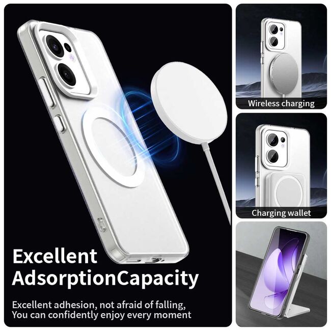Husa premium pentru  Oppo Reno 13F, 13FS 4G, 5G VivaShell Fusion compatibila MagSafe, Anti-Shock - Protectie Avansata Display & Camera - Design Slim și Elegant - Alb