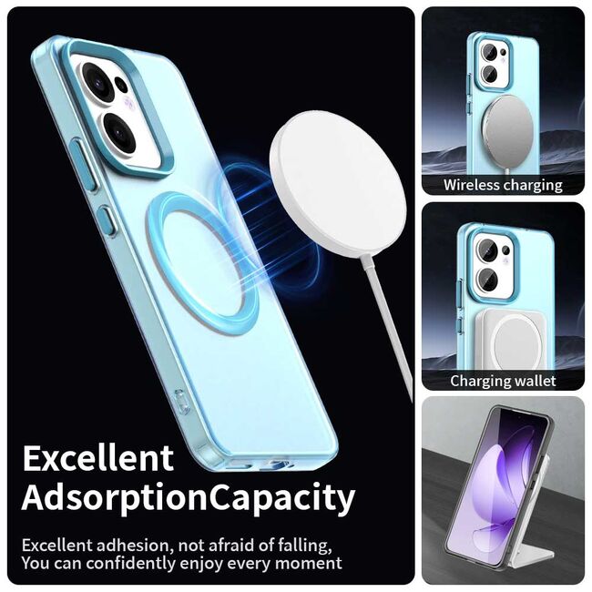 Husa premium pentru  Oppo Reno 13F, 13FS 4G, 5G VivaShell Fusion compatibila MagSafe, Anti-Shock - Protectie Avansata Display & Camera - Design Slim și Elegant - Albastru