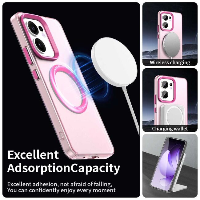 Husa premium pentru  Oppo Reno 13F, 13FS 4G, 5G VivaShell Fusion compatibila MagSafe, Anti-Shock - Protectie Avansata Display & Camera - Design Slim și Elegant - Roz