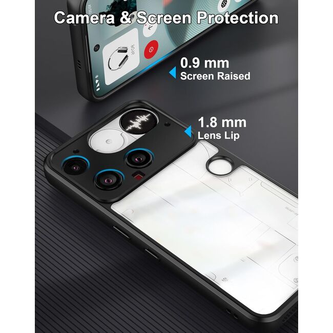 Husa pentru Nothing Phone (3) cu protectie lentile, Anti-Scratch, Anti-Fingerprint, Anti-Oil, Never-Yellow, transparent / negru