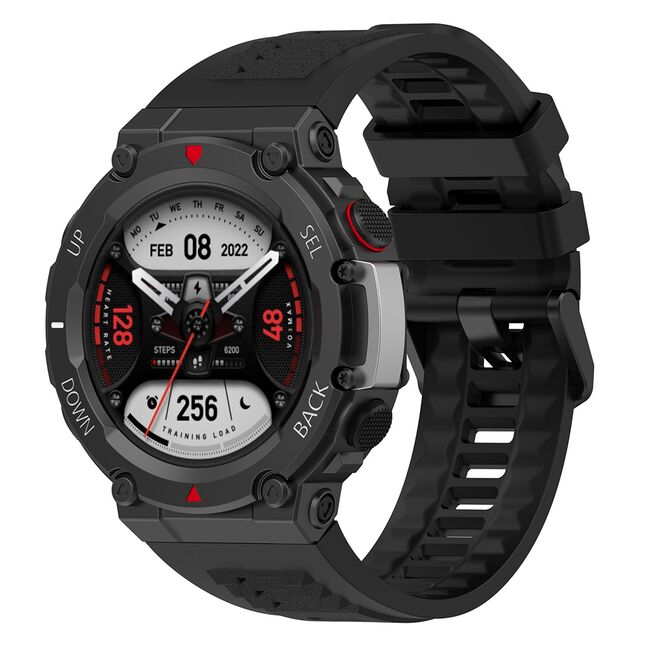 Curea pentru smartwatch Amazfit T-Rex 2 / 2 Ocean Blue - Quickfit din silicon - Negru