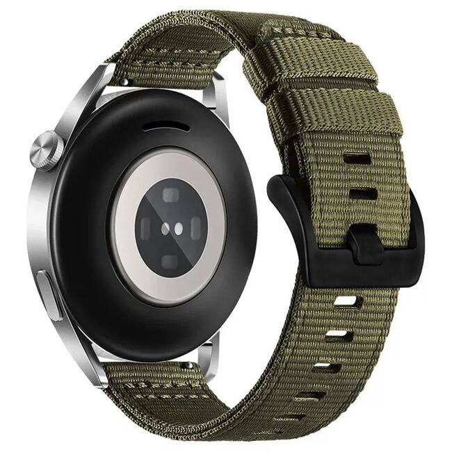 Curea pentru smartwatch Huawei Watch GT 4 (46 mm) / Huawei Watch GT 3 (42 mm) / GT 3 Pro (43 mm) - Quickfit din material textil - latime 20 mm - Verde inchis