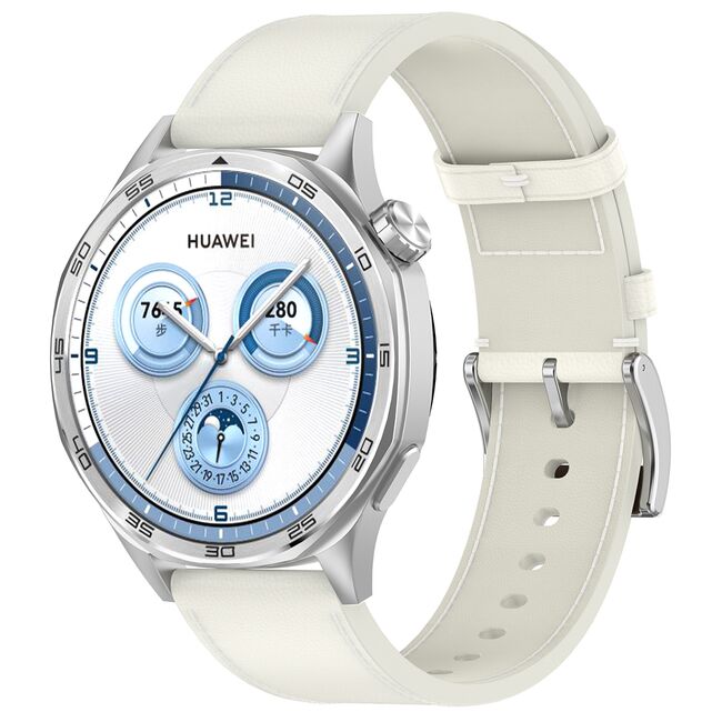 Curea pentru smartwatch Huawei Watch GT 4 (46 mm) / Huawei Watch GT 3 (42 mm) / GT 3 Pro (43 mm) - Quickfit din piele ecologica - latime 20 mm - Alb