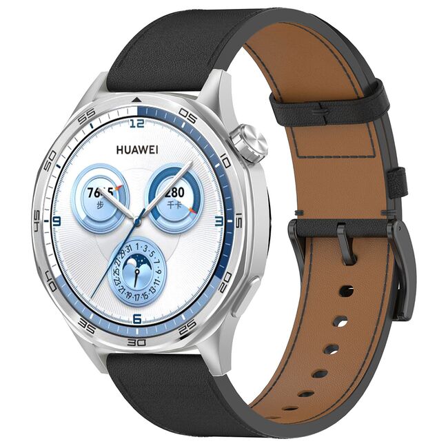 Curea pentru smartwatch Huawei Watch GT 4 (46 mm) / Huawei Watch GT 3 (42 mm) / GT 3 Pro (43 mm) - Quickfit din piele ecologica - latime 20 mm - Negru