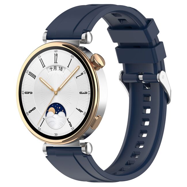 Curea pentru smartwatch Huawei Watch GT 4 (41mm)/W1/Honor Watch S1/Garmin Venu 2S/Vivoactive 4S - Quickfit din silicon - latime 18 mm - Albastru