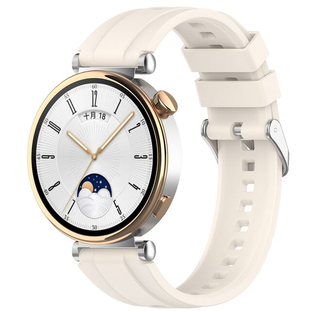 Curea pentru smartwatch Huawei Watch GT 4 (41mm)/W1/Honor Watch S1/Garmin Venu 2S/Vivoactive 4S - Quickfit din silicon - latime 18 mm - Bej