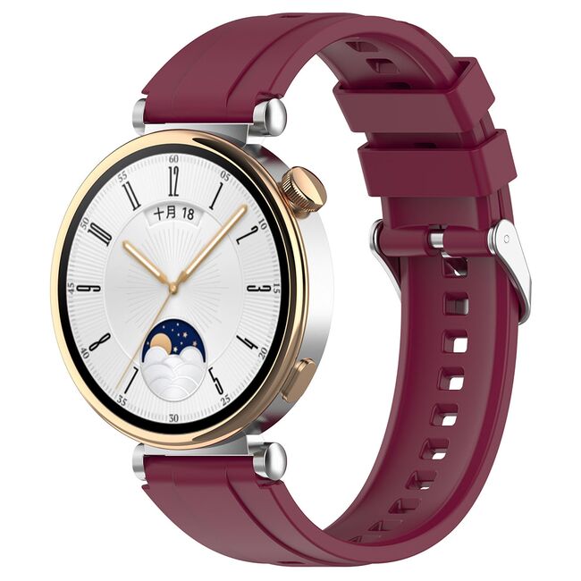 Curea pentru smartwatch Huawei Watch GT 4 (41mm)/W1/Honor Watch S1/Garmin Venu 2S/Vivoactive 4S - Quickfit din silicon - latime 18 mm - Bordeaux