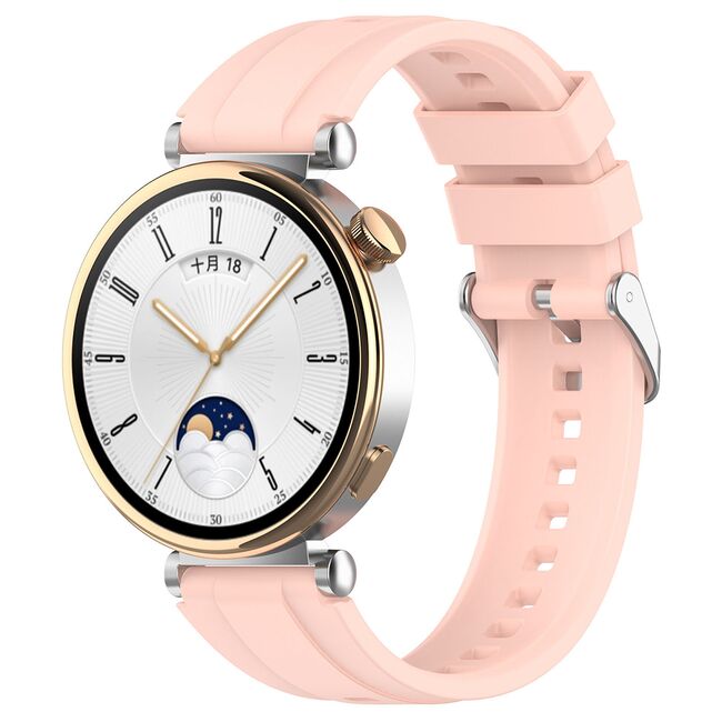 Curea pentru smartwatch Huawei Watch GT 4 (41mm)/W1/Honor Watch S1/Garmin Venu 2S/Vivoactive 4S - Quickfit din silicon - latime 18 mm - Roz