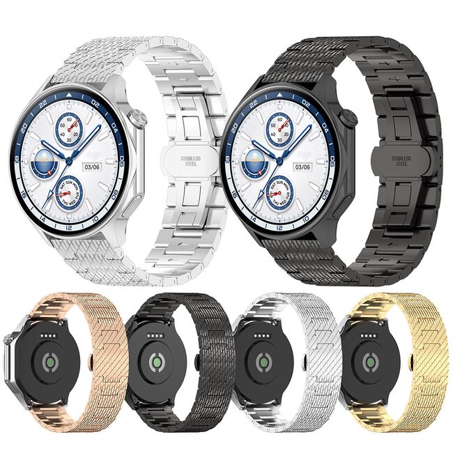 Curea pentru smartwatch Samsung Galaxy Watch 4/5/Active 2, Huawei Watch GT 3 (42mm)/GT 3 Pro (43mm) - Quickfit din otel inoxidabil - latime 20mm - Negru