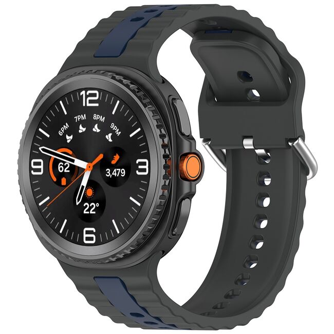 Curea pentru smartwatch Samsung Galaxy Watch 8 40mm/ Watch 8 44mm / Watch 8 Classic - Quickfit Waves din silicon- Gri inchis