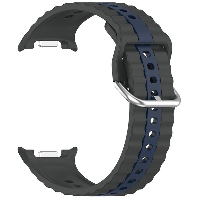 Curea pentru smartwatch Samsung Galaxy Watch 8 40mm/ Watch 8 44mm / Watch 8 Classic - Quickfit Waves din silicon- Gri inchis