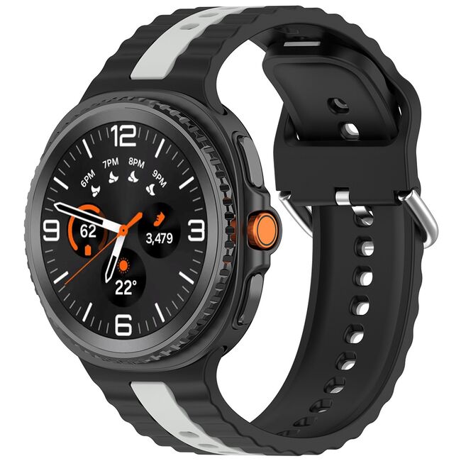 Curea pentru smartwatch Samsung Galaxy Watch 8 40mm/ Watch 8 44mm / Watch 8 Classic - Quickfit Waves din silicon- Negru gri