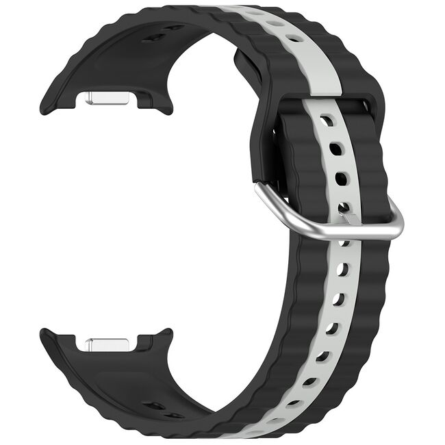 Curea pentru smartwatch Samsung Galaxy Watch 8 40mm/ Watch 8 44mm / Watch 8 Classic - Quickfit Waves din silicon- Negru gri