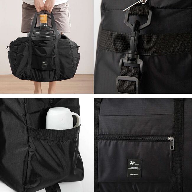 Geanta de Voiaj SmartFold 36L Multifunctionala – Cabina Avion, Sport, Vacante, Impermeabilă, Ultra Usoara, cu Curea Reglabila – Negru
