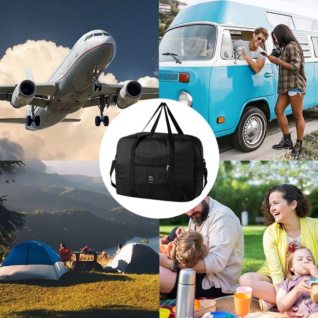Geanta de Voiaj SmartFold 36L Multifunctionala – Cabina Avion, Sport, Vacante, Impermeabilă, Ultra Usoara, cu Curea Reglabila – Negru