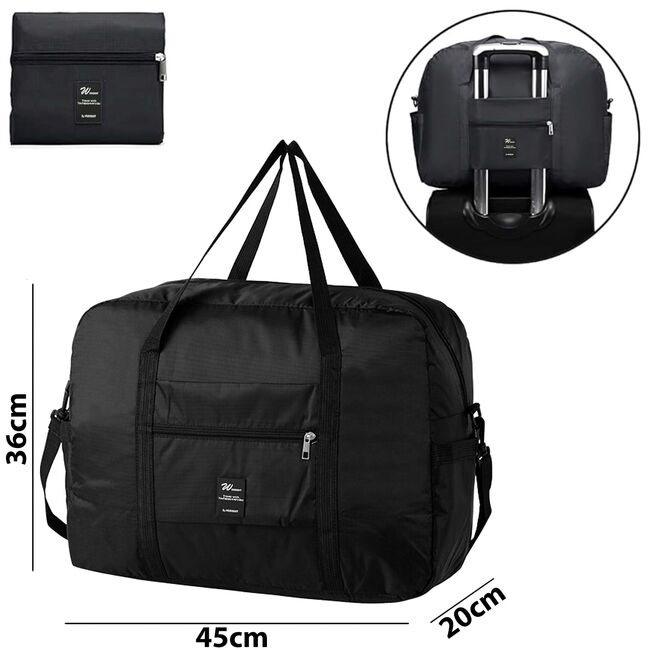 Geanta de Voiaj SmartFold 36L Multifunctionala – Cabina Avion, Sport, Vacante, Impermeabilă, Ultra Usoara, cu Curea Reglabila – Negru