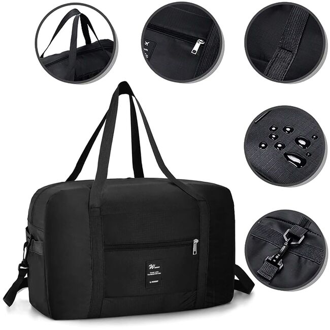 Geanta de Voiaj SmartFold 36L Multifunctionala – Cabina Avion, Sport, Vacante, Impermeabilă, Ultra Usoara, cu Curea Reglabila – Negru