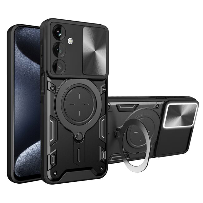 Husa pentru  Samsung Galaxy A17 cu protecție pentru cameră și suport magnetic integrat Ring Shockproof, Negru