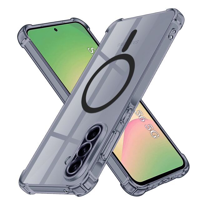 Husa pentru  Samsung Galaxy A56 compatibila MagSafe Anti-Shock 1.5mm reinforced 4 corners - Negru translucid