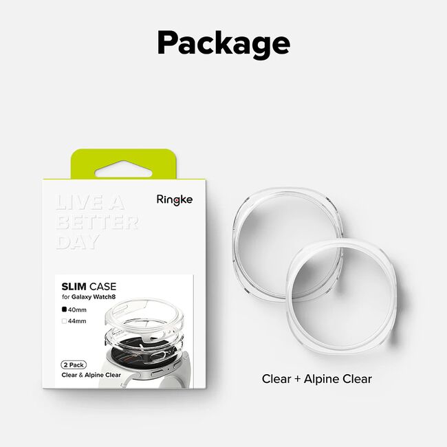 Husa pentru Samsung Galaxy Watch 8 40mm (set 2) - Ringke Slim Case - Clear / Alpine Clear