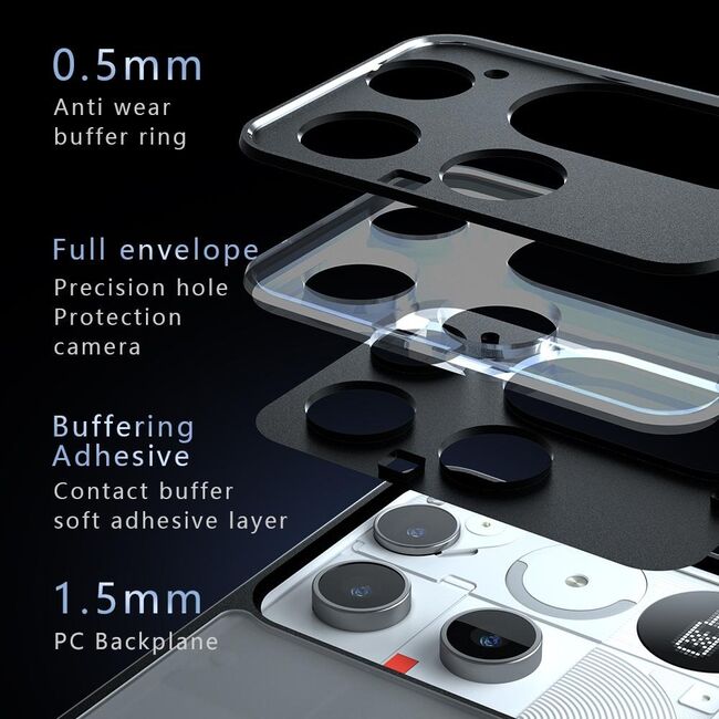 Husa pentru Nothing Phone (3) compatibila MagSafe, cu protectie lentile, Anti-Scratch, Anti-Fingerprint, Anti-Oil, Never-Yellow, transparent / negru