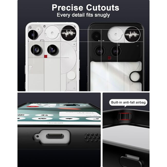 Husa pentru Nothing Phone (3) compatibila MagSafe, cu protectie lentile, Anti-Scratch, Anti-Fingerprint, Anti-Oil, Never-Yellow, transparent / negru