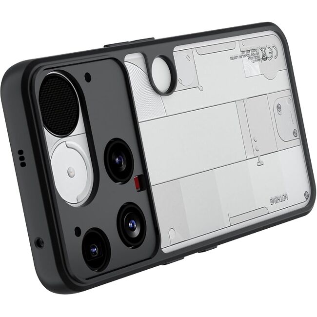Husa pentru Nothing Phone (3) cu protectie lentile, Anti-Scratch, Anti-Fingerprint, Anti-Oil, Never-Yellow, transparent / negru