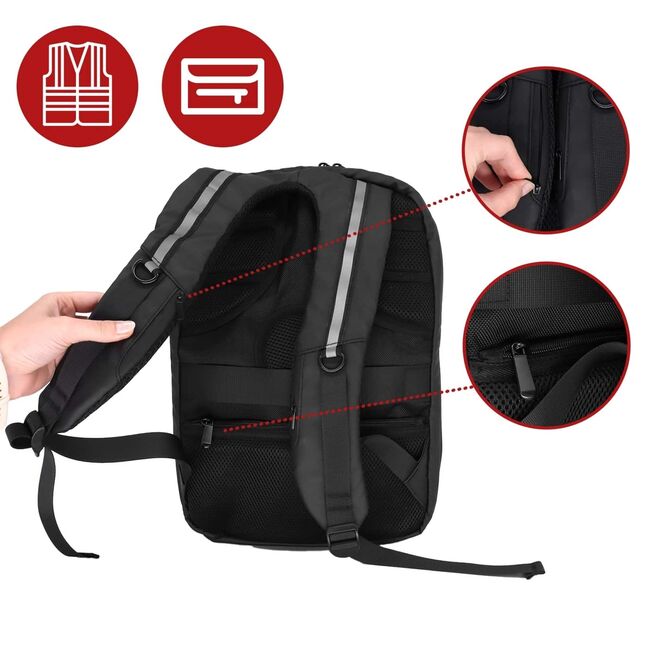 Rucsac LED SmartPack UrbanVision cu Display RGB 64x64, Mesaje Personalizate, Ideal pentru Promovare, Atentionare si Calatorii, Control App, Compartimente Laptop si Tableta, Material Impermeabil, negru
