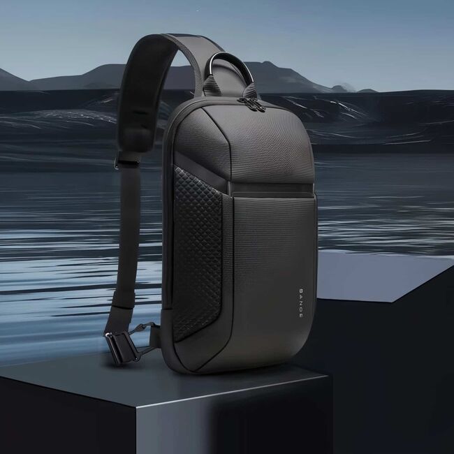 Rucsac Monostrap Sling AeroFlex SoloPack 8L Impermeabil pentru, Design Ergonomic, Ultra Ușor, Compartiment Protejat, Spate Ventilat, pentru Calatorii / Job / Scoala – Negru