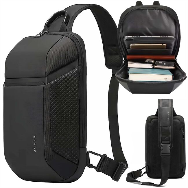 Rucsac Monostrap Sling AeroFlex SoloPack 8L Impermeabil pentru, Design Ergonomic, Ultra Ușor, Compartiment Protejat, Spate Ventilat, pentru Calatorii / Job / Scoala – Negru