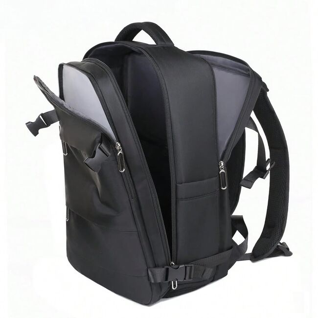 Rucsac de Laptop 15.6" SmartJet Pro Cabin Backpack 27L, Antifurt, Compartiment Pantofi, Prindere pe Troller, Waterproof -  Negru