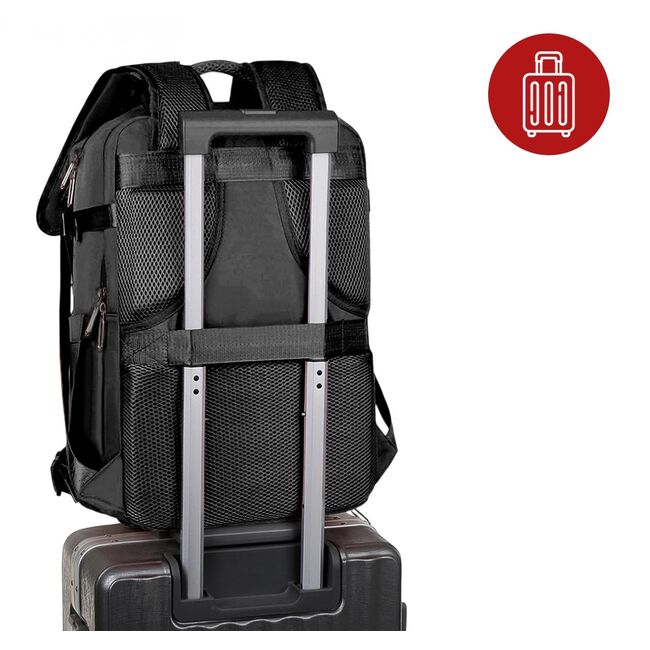 Rucsac de Laptop 15.6" SmartJet Pro Cabin Backpack 27L, Antifurt, Compartiment Pantofi, Prindere pe Troller, Waterproof -  Negru