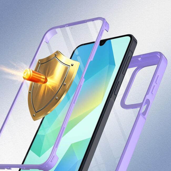 Set 360: Husa cu folie integrata pentru  Samsung Galaxy A17 Protectie 360 fata / spate - Mov