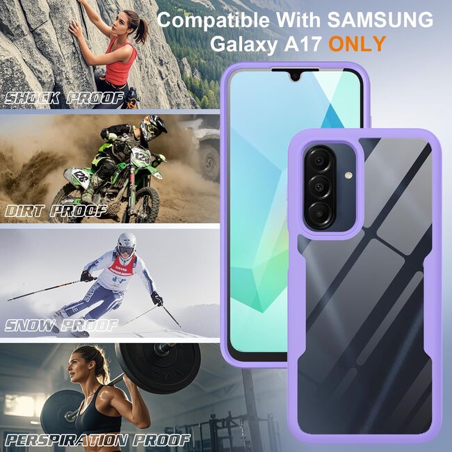 Set 360: Husa cu folie integrata pentru  Samsung Galaxy A17 Protectie 360 fata / spate - Mov