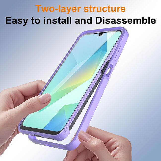 Set 360: Husa cu folie integrata pentru  Samsung Galaxy A17 Protectie 360 fata / spate - Mov