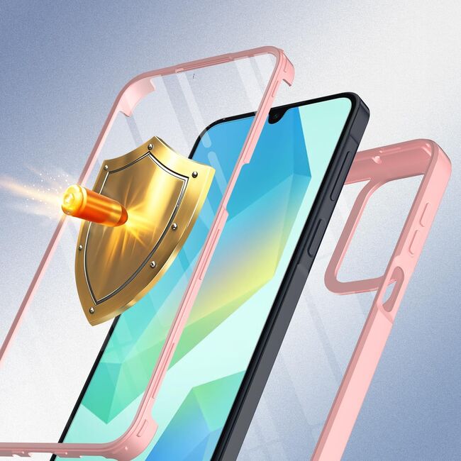 Set 360: Husa cu folie integrata pentru  Samsung Galaxy A17 Protectie 360 fata / spate - Roz