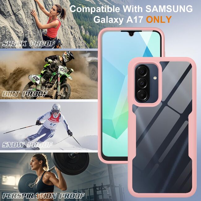 Set 360: Husa cu folie integrata pentru  Samsung Galaxy A17 Protectie 360 fata / spate - Roz