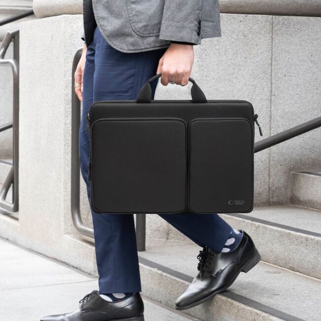 Geantă Business pentru Laptop 15.6"-16", cu 4 Compartimente, Curea de Umăr Reglabilă și Mâner, Protecție Plusată, Design Elegant – Compatibilă cu MacBook, Lenovo, ASUS, Dell, HP, negru