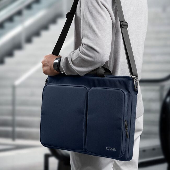 Geantă Business pentru Laptop 15.6"-16", cu 4 Compartimente, Curea de Umăr Reglabilă și Mâner, Protecție Plusată, Design Elegant – Compatibilă cu MacBook, Lenovo, ASUS, Dell, HP, navy blue