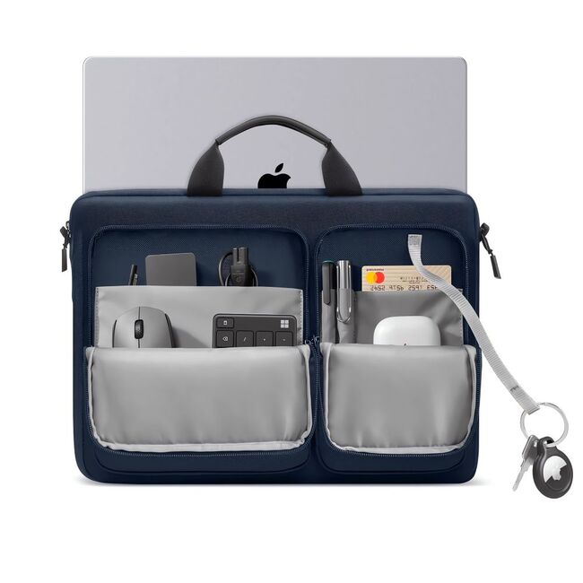 Geantă Business pentru Laptop 15.6"-16", cu 4 Compartimente, Curea de Umăr Reglabilă și Mâner, Protecție Plusată, Design Elegant – Compatibilă cu MacBook, Lenovo, ASUS, Dell, HP, navy blue
