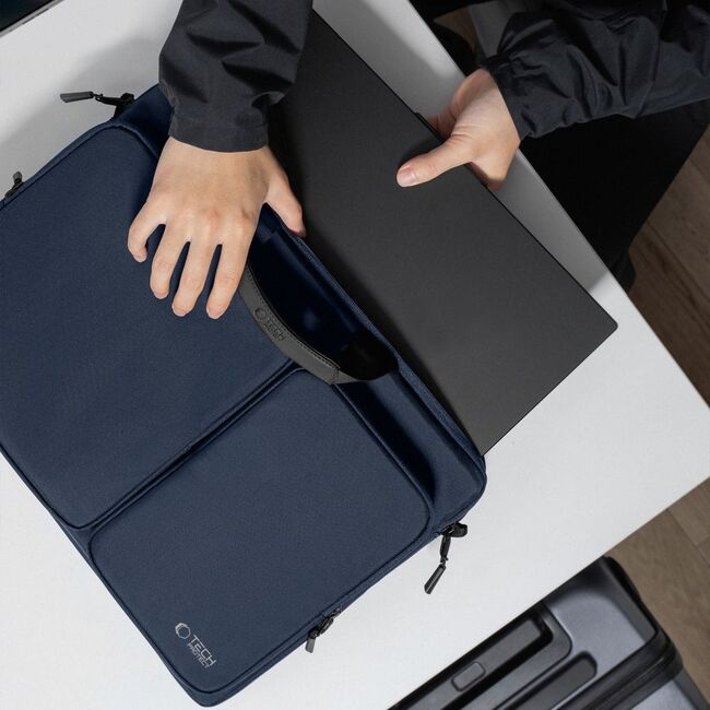 Geantă Business pentru Laptop 15.6"-16", cu 4 Compartimente, Curea de Umăr Reglabilă și Mâner, Protecție Plusată, Design Elegant – Compatibilă cu MacBook, Lenovo, ASUS, Dell, HP, navy blue