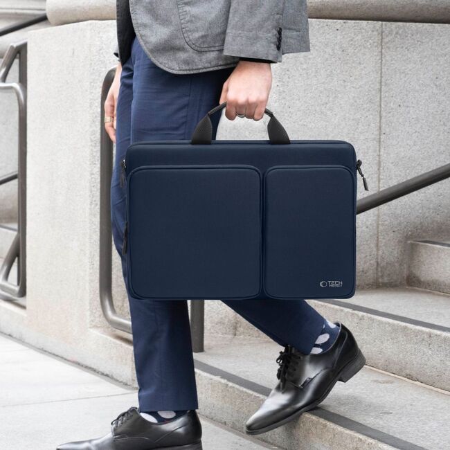 Geantă Business pentru Laptop 15.6"-16", cu 4 Compartimente, Curea de Umăr Reglabilă și Mâner, Protecție Plusată, Design Elegant – Compatibilă cu MacBook, Lenovo, ASUS, Dell, HP, navy blue