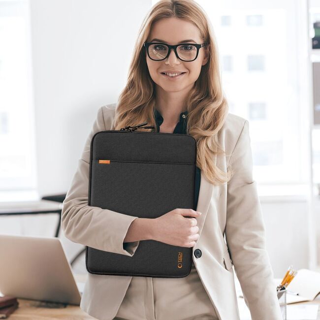 Husă Premium Antishock pentru Laptop sau Tabletă 11–13”, Design Slim, Compartiment Accesorii, Protecție Triplă, Ușoară și Elegantă – Compatibilă MacBook Air, iPad Pro, Lenovo, ASUS, HP, Dell, negru