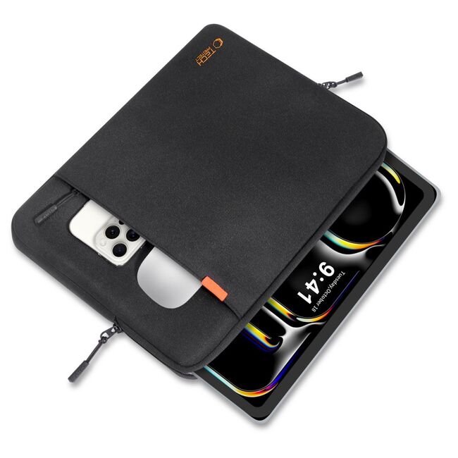 Husă Premium Antishock pentru Laptop sau Tabletă 11–13”, Design Slim, Compartiment Accesorii, Protecție Triplă, Ușoară și Elegantă – Compatibilă MacBook Air, iPad Pro, Lenovo, ASUS, HP, Dell, negru